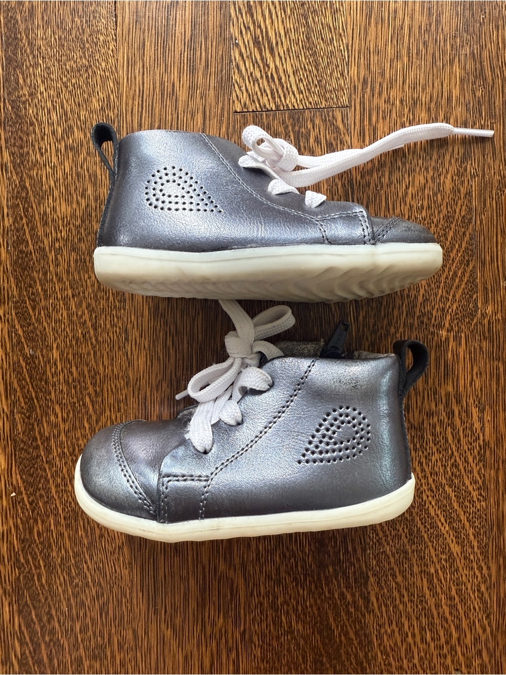 Bobux Metallic Blue Silver High-Top Sneakers size 20
